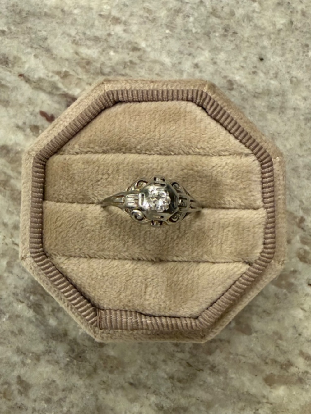 Antique Filigree Ring 1920-30s 18kt white gold Women's Ring 7 - Picture 2 of 6